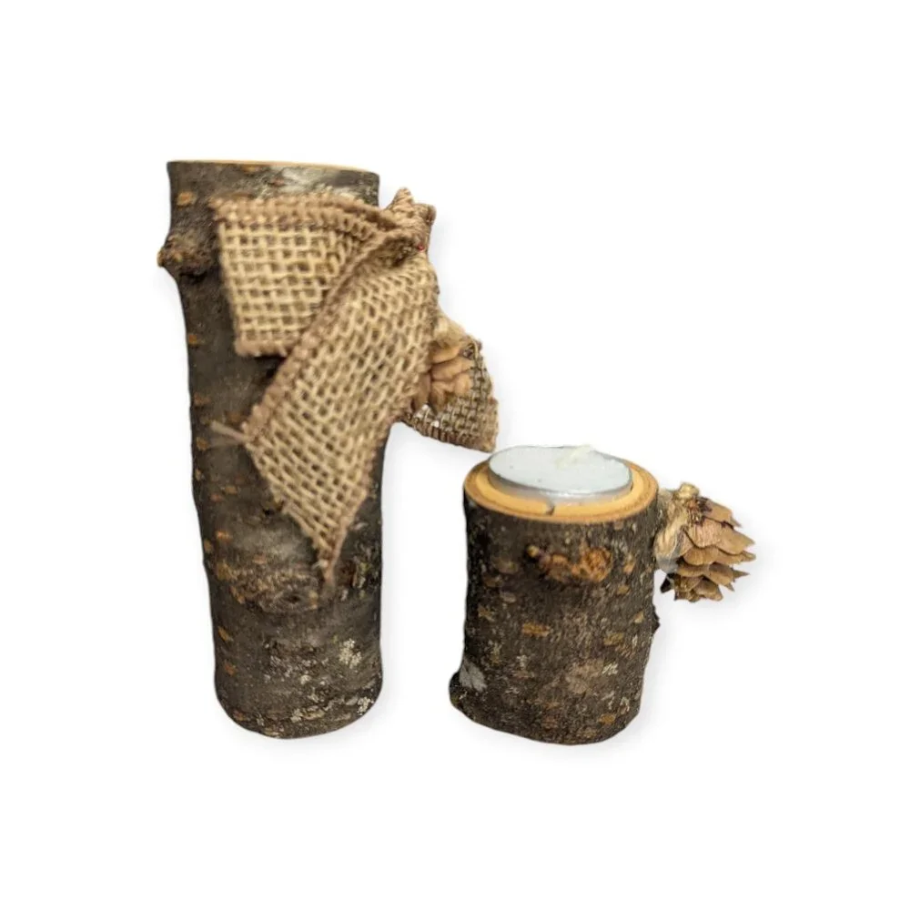 Wood Tea Light Holders Fall Autumn Thanksgiving Winter Decor